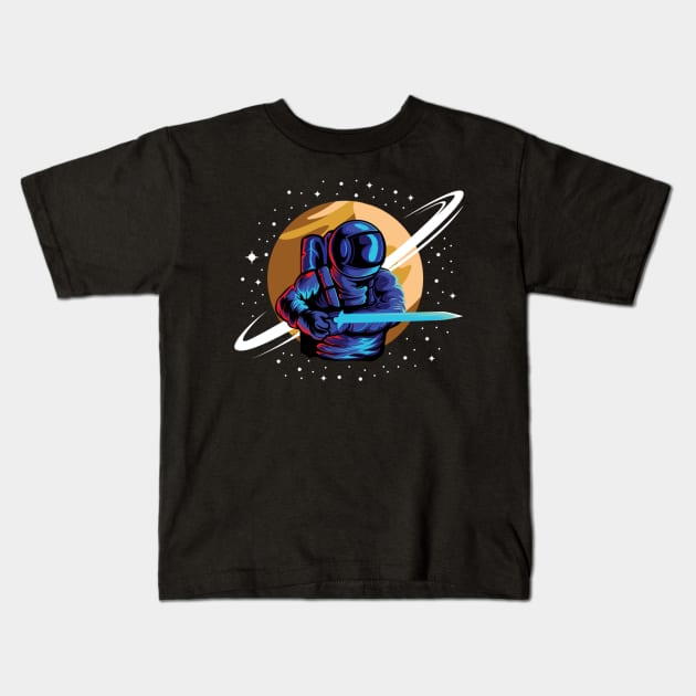 Astronaut Knight In Astros Space City Kids T-Shirt by SammyLukas